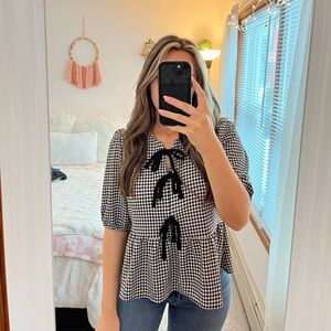 Black and White Gingham Blouse